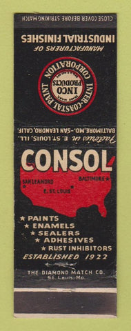 Matchbook Cover - Consol Paints Enamels East ST Louis IL San Leandro CA