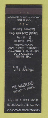 Matchbook Cover - The Maryland Detroit MI Liquor Store