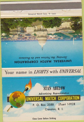Matchbook Cover - Universal Match Stan Abelow Cranston RI 40 Strike