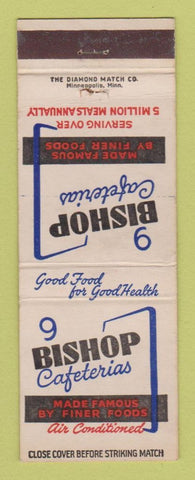 Matchbook Cover - Bishop Cafeterias Omaha Des Moines Peoria Rockford IL
