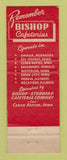 Matchbook Cover - Bishop Cafeterias Omaha Des Moines Peoria Rockford IL