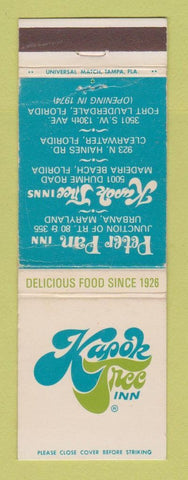 Matchbook Cover - Kapok Tree Inn Urbana MD Maderia Beach Clearwater FL