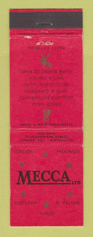 Matchbook Cover - Mecca Restaurants London UK Ireland Scotland