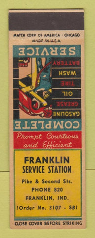 Matchbook Cover - Franklin Service oil gas Franklin IN WORN BACK