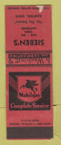 Matchbook Cover - Sieben's Mobil oil gas Barton OH SAMPLE PINHOLES