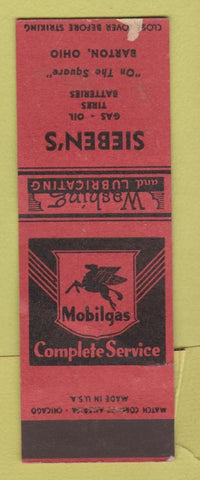Matchbook Cover - Sieben's Mobil oil gas Barton OH SAMPLE PINHOLES