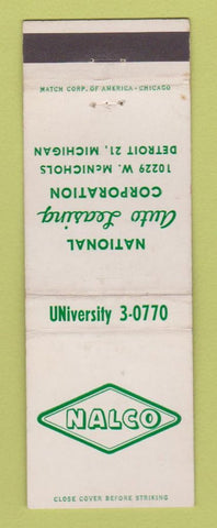 Matchbook Cover - Nalco Auto Leasing National Corp Detroit MI