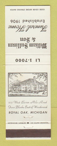 Matchbook Cover - William Sullivan & Son Funeral Home Royal Oak MI