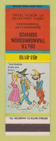 Matchbook Cover - Delta Transmission Service Fort Worth TX hillbilly