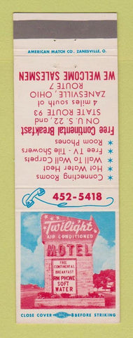 Matchbook Cover - Twilight Motel Zanesville OH WEAR