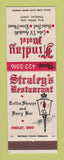 Matchbook Cover - Straley's Restaurant Findlay OH