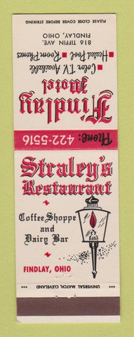 Matchbook Cover - Straley's Restaurant Findlay OH