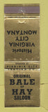 Matchbook Cover - Bale of Hay Saloon Virginia City MT WEAR