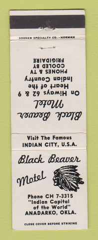 Matchbook Cover - Black Beaver Motel Anadarko OK Indian