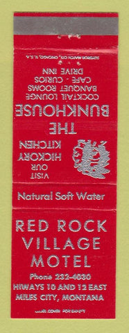 Matchbook Cover - Red Rock Village Motel Miles City MT Bunkhouse