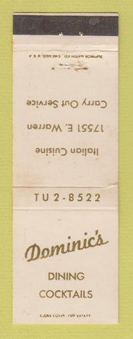 Matchbook Cover - Dominic's Restaurant Italian