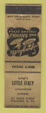 Matchbook Cover - Luigi's Little Italy Wheeling WV Italian SAMPLE WEAR
