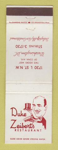 Matchbook Cover - Duke Zeibert's Restaurant Washington DC