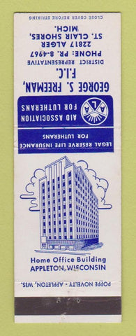 Matchbook Cover - George Freeman Lutheran Insurance St Clair Shores MI