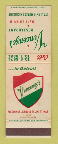 Matchbook Cover - Vincenzo's Restaurant Italian Detroit MI