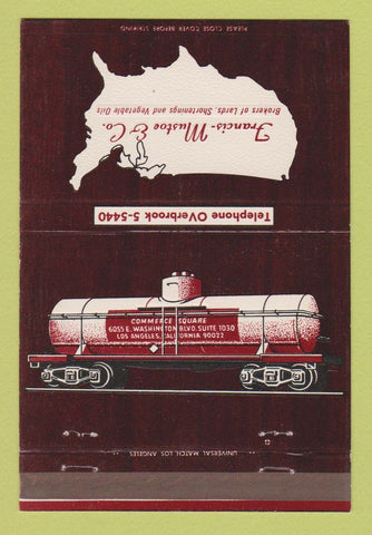 Matchbook Cover - Francis Mustoe Lard Shortening Broker Los Angeles CA 40 Strike