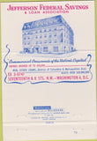 Matchbook Cover - Jefferson Federal Savings Washington DC 40 Strike