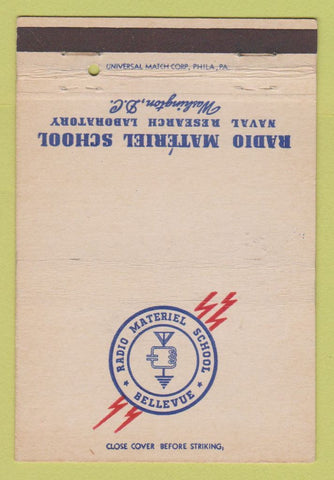 Matchbook Cover - Radio Materiel School Naval Research Washington DC 40 Strike