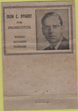 Matchbook Cover - Vote Olen Dygert Stuben La Grange 1938 40 Strike