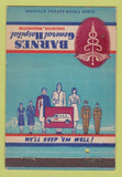 Matchbook Cover - Barnes General Hospital Vancouver WA WWII postcard 40 Strike