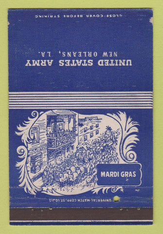 Matchbook Cover - US Army Mardi Gras New Orleans LA postcard 40 Strike
