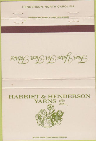Matchbook Cover - Harriet  and  Henderson Yarns Henderson NC 40 Strike