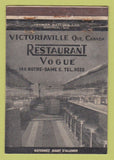 Matchbook Cover - Restaurant Vogue Victoriaville QC WORN 40 Strike