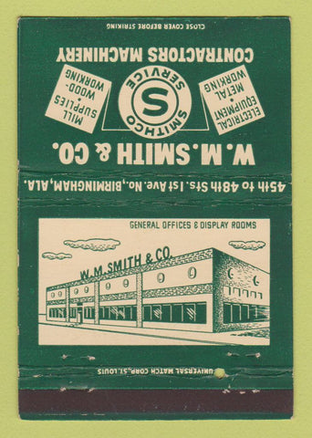 Matchbook Cover - WM Smith Contractors Machinery Birmingham AL 40 Strike