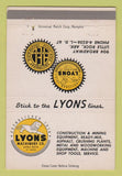 Matchbook Cover - Lyons Machinery Little Rock AR tractors 40 Strike