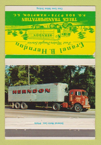 Matchbook Cover - Cranel Herndon Trucking Hampton SC WEAR 40 Strike