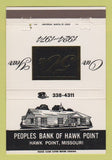 Matchbook Cover - Peoples Bank of Hawk Point MO 1974 40 Strike
