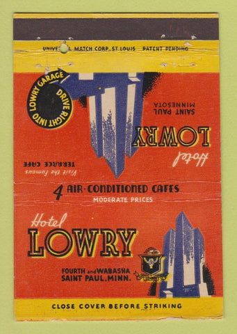 Matchbook Cover - Hotel Lowry St Paul MN 40 Strike