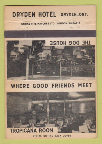 Matchbook Cover - Dryden Hotel Dryden ON Tropicana Room WEAR 40 Strike