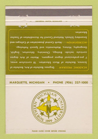 Matchbook Cover - Northern Michigan University Marquette MI 40 Strike