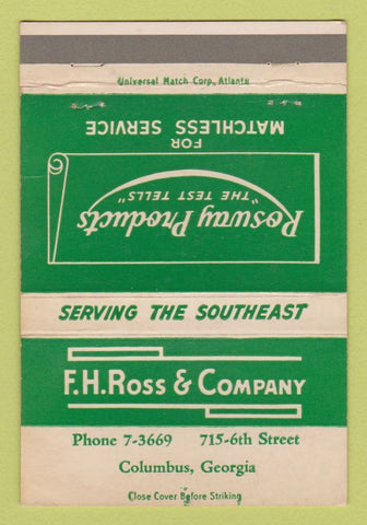 Matchbook Cover - FH Ross Columbus OH Chemical 40 Strike