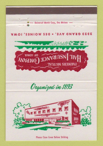 Matchbook Cover - Farmers Hail Insurance Des Moines IA 40 Strike