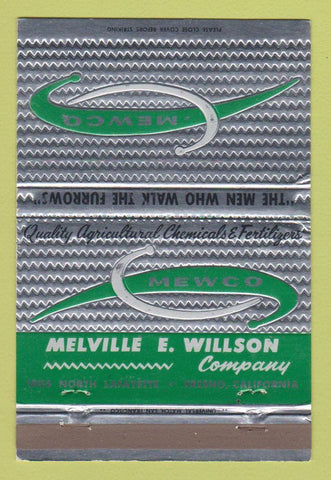 Matchbook Cover - Mewco Melville Wilson Chemical Fertilizer Fresno CA 40 Strike