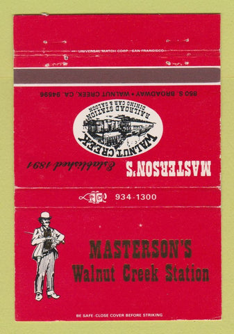 Matchbook Cover - Masterson's Walnut Creek Station CA WEAR 40 Strike