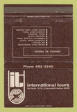 Matchbook Cover - International Tours Travel Leavenworth KS 40 Strike