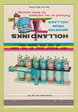 Matchbook Cover - Holland Inks Mineola NY Van Son 40 Strike