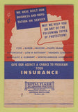 Matchbook Cover - Wolverine Insurance Battle Creek MI General Service 40 Strike
