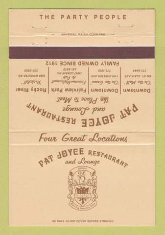 Matchbook Cover - Pat Joyce Restaurant Cleveland OH 40 Strike