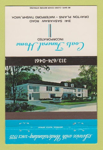 Matchbook Cover - Coats Funeral Home Waterford Township MI 40 Strike