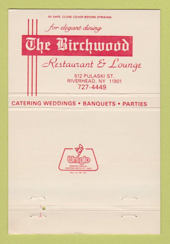 Matchbook Cover - Birchwood Restaurant Riverhead NY 40 Strike