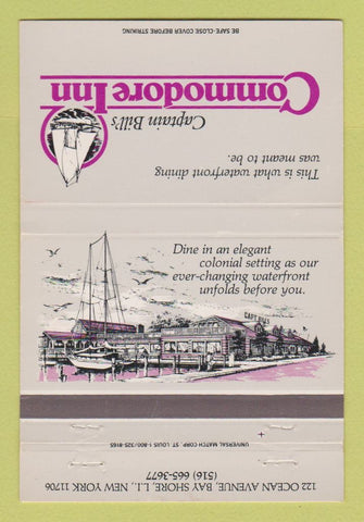 Matchbook Cover - Captain Bill's Commodore Inn Bay Shore LI NY 40 Strike